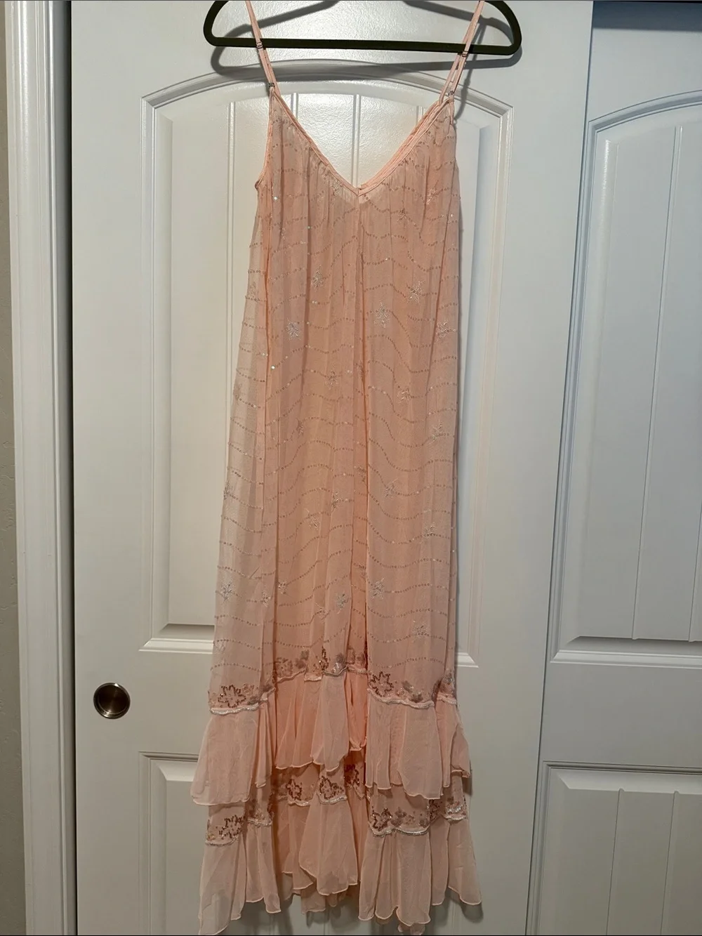Intimately Free People Star of the Show Sequin Mesh Dress Peach Dust